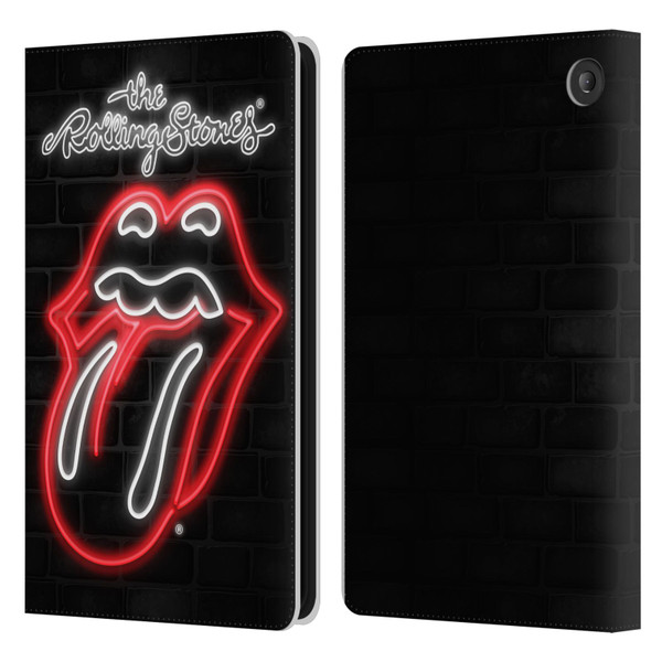 The Rolling Stones Licks Collection Neon Leather Book Wallet Case Cover For Amazon Fire 7 2022