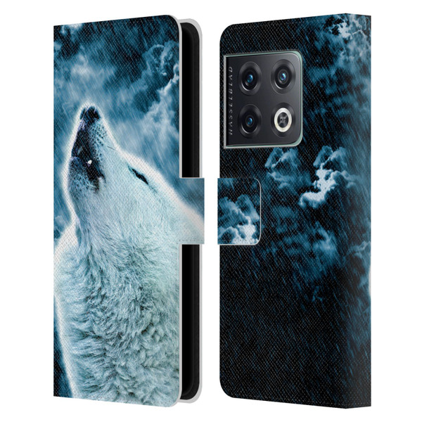Simone Gatterwe Animals 2 Howling Wolf Leather Book Wallet Case Cover For OnePlus 10 Pro