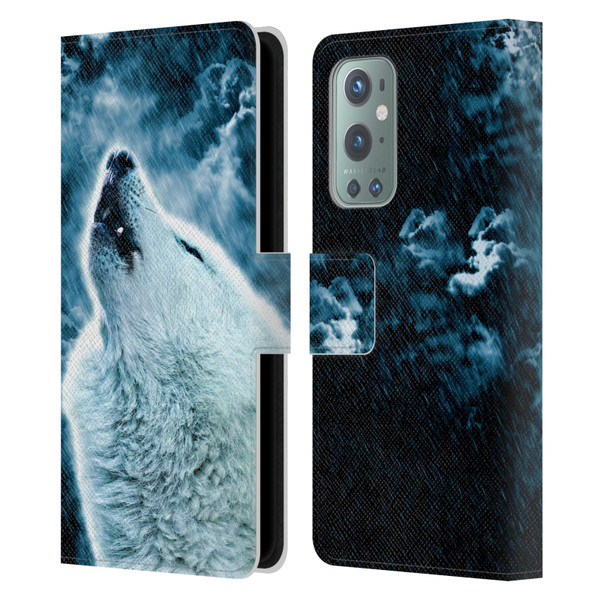Simone Gatterwe Animals 2 Howling Wolf Leather Book Wallet Case Cover For OnePlus 9