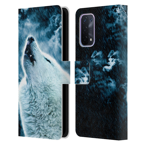 Simone Gatterwe Animals 2 Howling Wolf Leather Book Wallet Case Cover For OPPO A54 5G