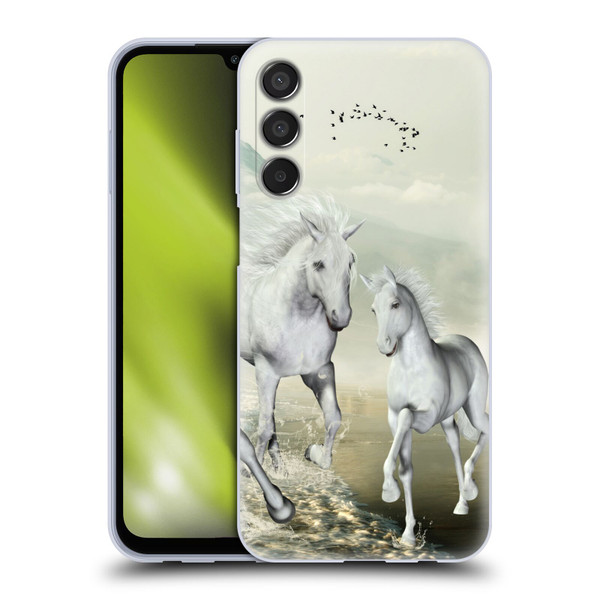 Simone Gatterwe Horses White On The Beach Soft Gel Case for Samsung Galaxy M15/F15 5G