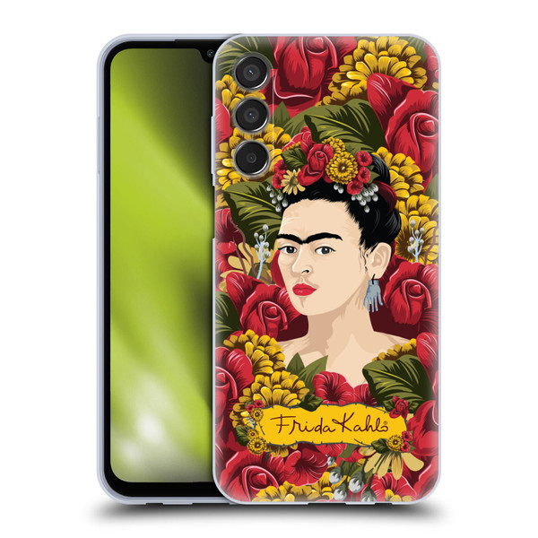 Frida Kahlo Red Florals Portrait Pattern Soft Gel Case for Samsung Galaxy M15/F15 5G