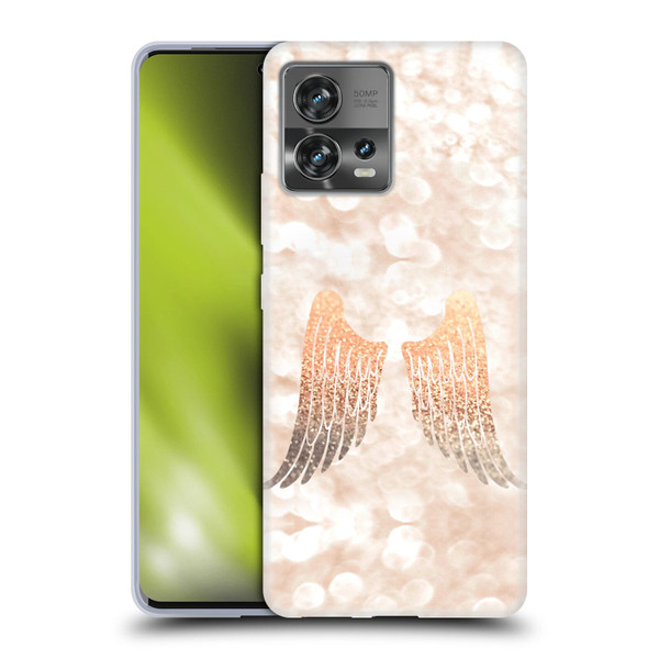 Monika Strigel Champagne Gold Wings Soft Gel Case for Motorola Moto Edge 30 Fusion