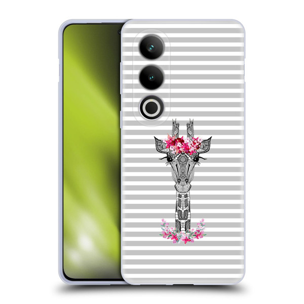 Monika Strigel Flower Giraffe And Stripes Grey Soft Gel Case for OPPO OnePlus Ace 3V 5G
