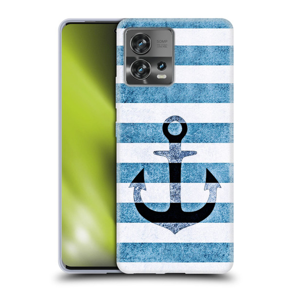 Monika Strigel Vintage Anchors Indigo Soft Gel Case for Motorola Moto Edge 30 Fusion