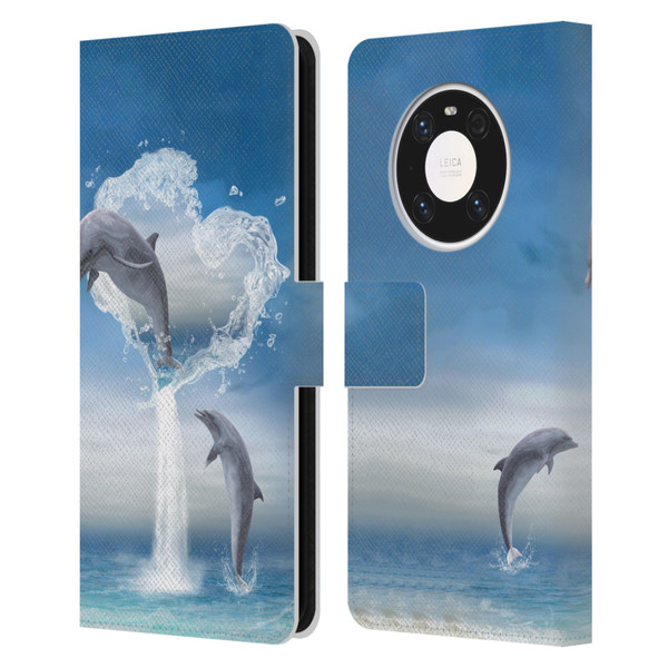 Simone Gatterwe Dolphins Lovers Leather Book Wallet Case Cover For Huawei Mate 40 Pro 5G