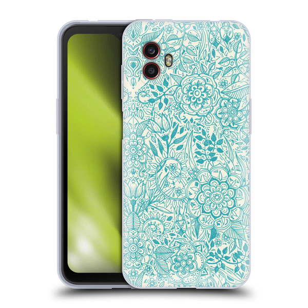 Micklyn Le Feuvre Floral Patterns Teal And Cream Soft Gel Case for Samsung Galaxy Xcover6 Pro/Pro2
