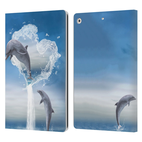 Simone Gatterwe Dolphins Lovers Leather Book Wallet Case Cover For Apple iPad 10.2 2019/2020/2021