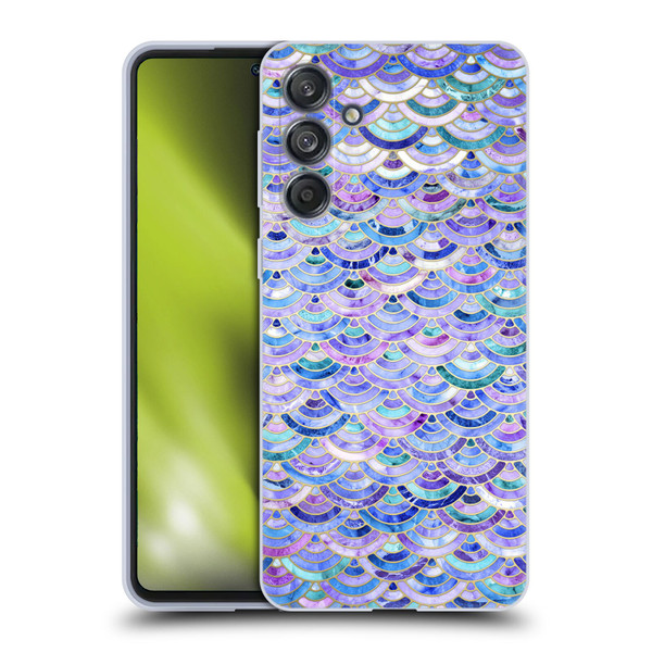 Micklyn Le Feuvre Marble Patterns Mosaic In Amethyst And Lapis Lazuli Soft Gel Case for Samsung Galaxy M55 5G