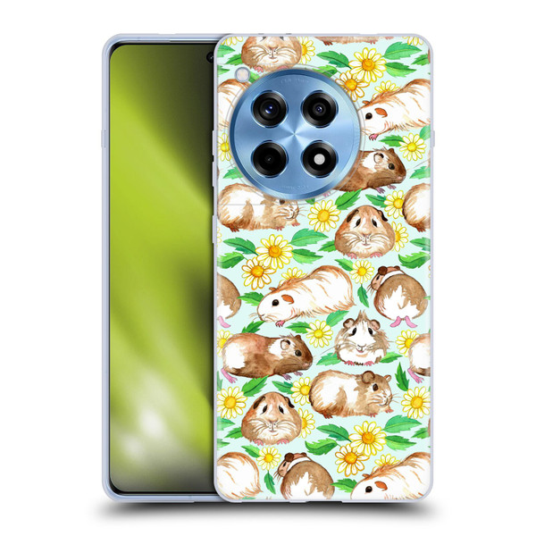 Micklyn Le Feuvre Patterns 2 Guinea Pigs And Daisies In Watercolour On Mint Soft Gel Case for OPPO OnePlus Ace 3 5G