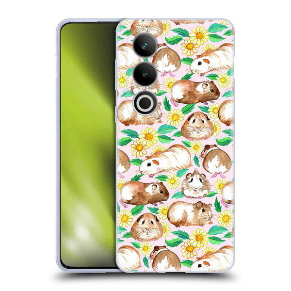 Micklyn Le Feuvre Patterns 2 Guinea Pigs And Daisies In Watercolour On Pink Soft Gel Case for OPPO OnePlus Ace 3V 5G