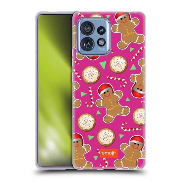 emoji® Christmas Patterns Gingerbread Cookies Soft Gel Case for Motorola Moto Edge 40 Pro