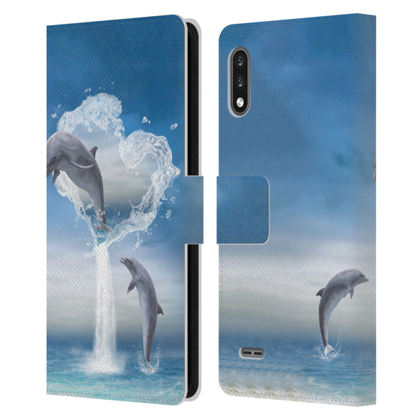 Simone Gatterwe Dolphins Lovers Leather Book Wallet Case Cover For LG K22
