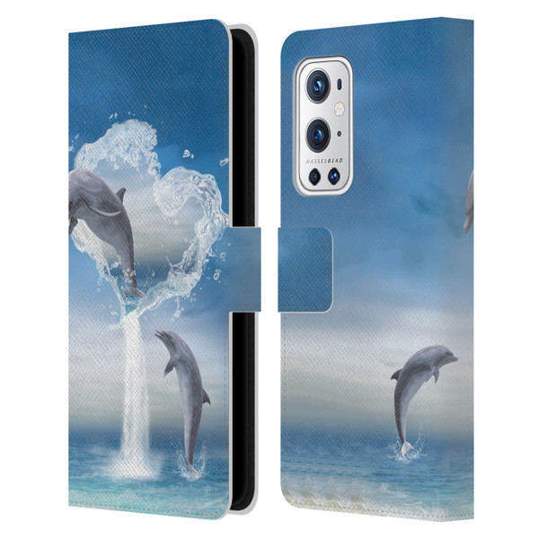 Simone Gatterwe Dolphins Lovers Leather Book Wallet Case Cover For OnePlus 9 Pro