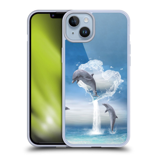 Simone Gatterwe Dolphins Lovers Soft Gel Case for Apple iPhone 14 Plus