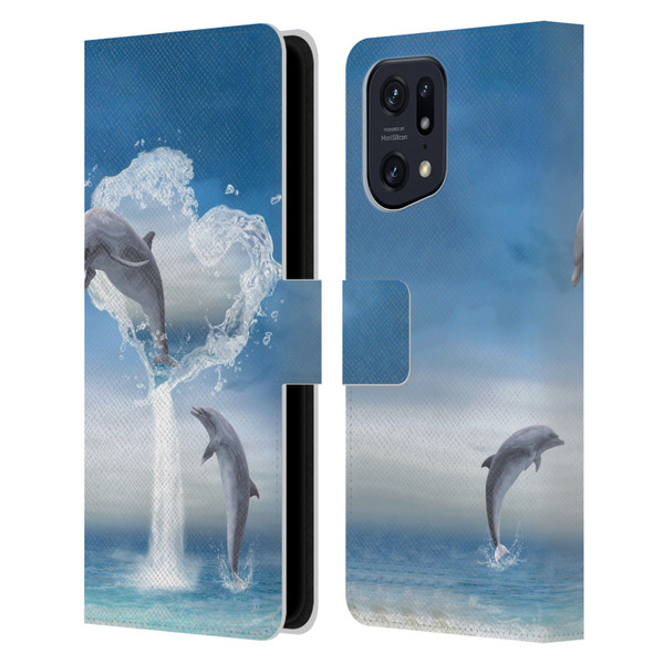 Simone Gatterwe Dolphins Lovers Leather Book Wallet Case Cover For OPPO Find X5