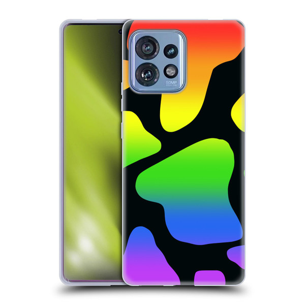 Grace Illustration Cow Prints Rainbow Soft Gel Case for Motorola Moto Edge 40 Pro