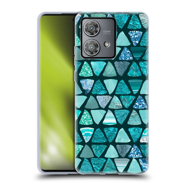 LebensArt Patterns 2 Teal Triangle Soft Gel Case for Motorola Edge 40 Neo 5G
