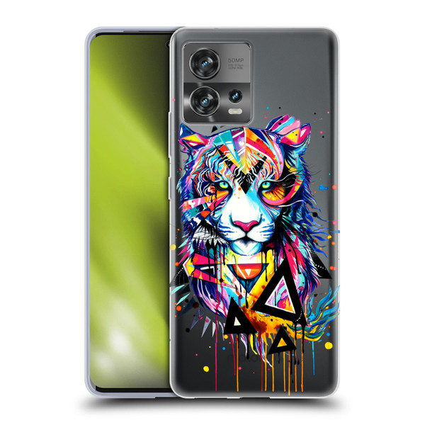 Pixie Cold Cats Shattered Tiger Soft Gel Case for Motorola Moto Edge 30 Fusion
