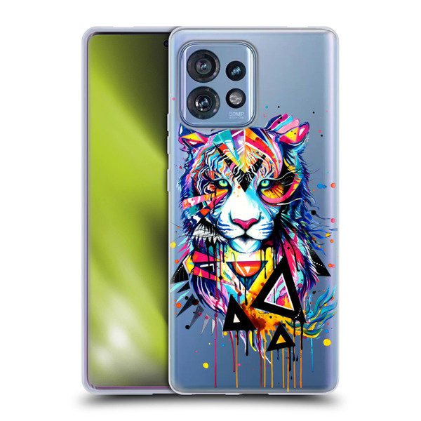 Pixie Cold Cats Shattered Tiger Soft Gel Case for Motorola Moto Edge 40 Pro
