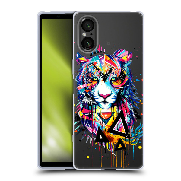 Pixie Cold Cats Shattered Tiger Soft Gel Case for Sony Xperia 5 V 5G