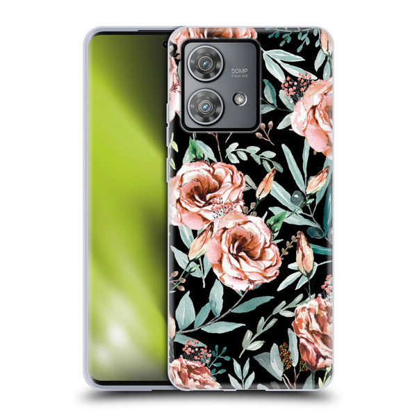 Anis Illustration Bloomers Black Soft Gel Case for Motorola Edge 40 Neo 5G