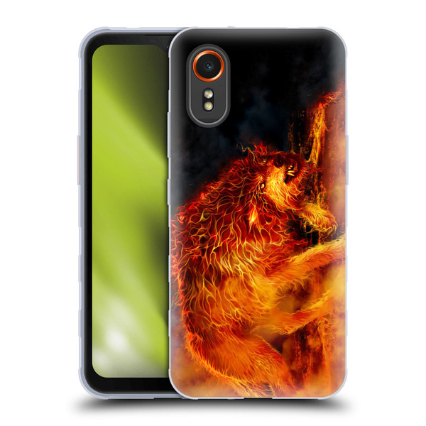 Tom Wood Fire Creatures Wolf Stalker Soft Gel Case for Samsung Galaxy Xcover7 5G