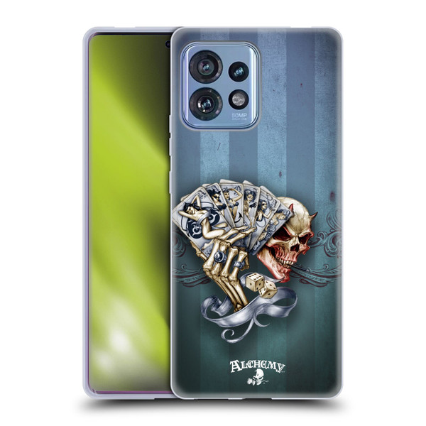 Alchemy Gothic Skull And Cards Read 'Em And Weep Soft Gel Case for Motorola Moto Edge 40 Pro