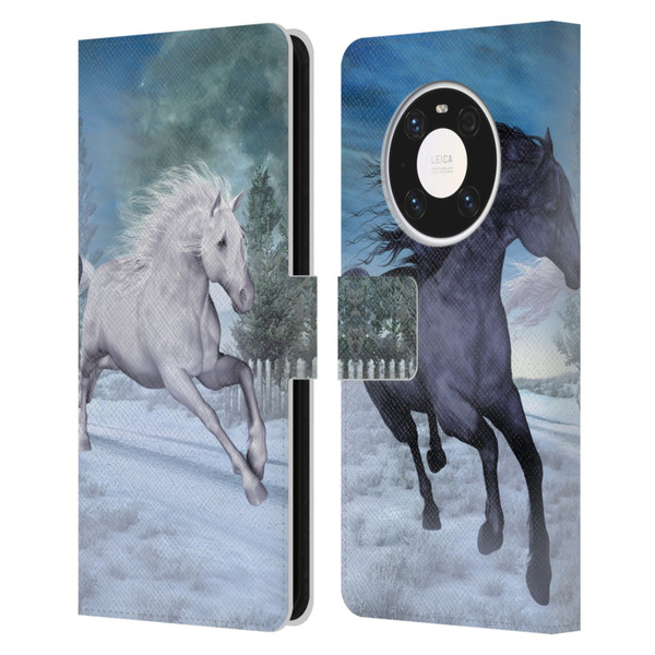 Simone Gatterwe Horses Freedom In The Snow Leather Book Wallet Case Cover For Huawei Mate 40 Pro 5G