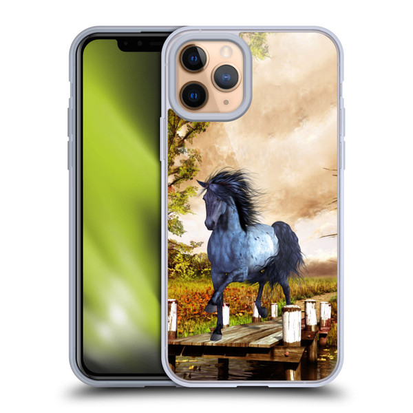 Simone Gatterwe Horses On The Lake Soft Gel Case for Apple iPhone 11 Pro