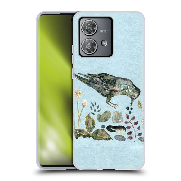 Wyanne Birds Fallen Blueberries Soft Gel Case for Motorola Edge 40 Neo 5G