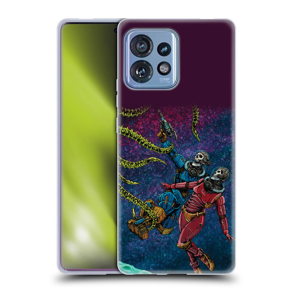 David Lozeau Colourful Grunge Astronaut Space Couple Love Soft Gel Case for Motorola Moto Edge 40 Pro
