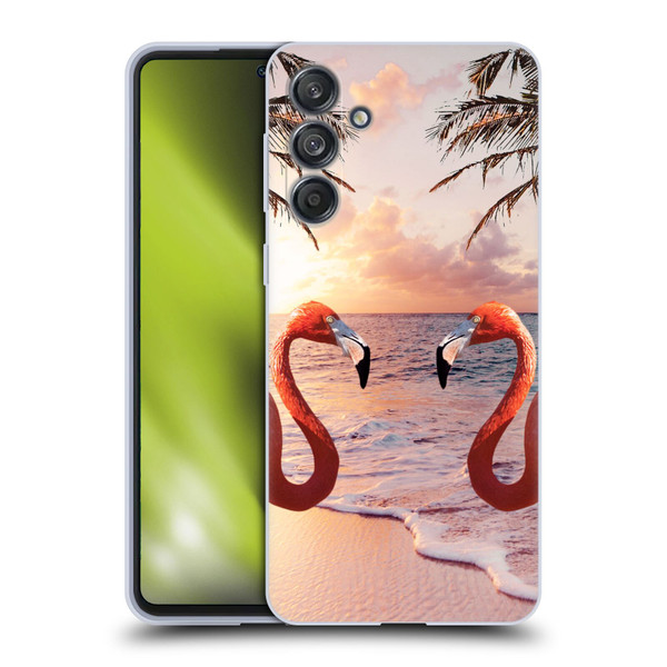 Random Galaxy Mixed Designs Flamingos & Palm Trees Soft Gel Case for Samsung Galaxy M55 5G