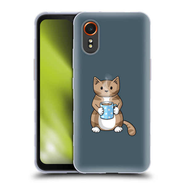 Beth Wilson Doodlecats Coffee Drinking Soft Gel Case for Samsung Galaxy Xcover7 5G
