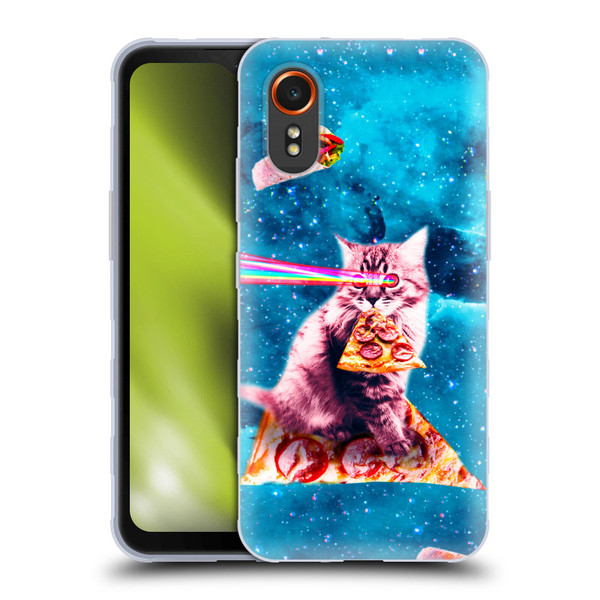 Random Galaxy Space Cat Lazer Eye & Pizza Soft Gel Case for Samsung Galaxy Xcover7 5G