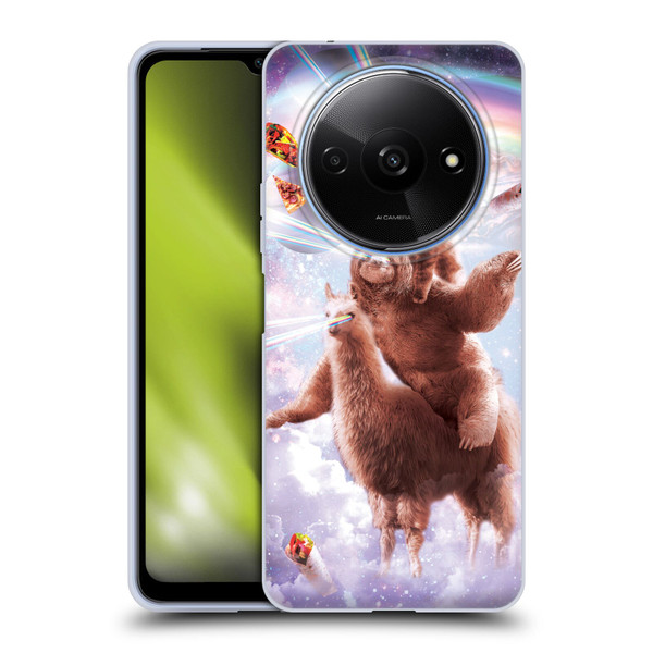 Random Galaxy Space Llama Sloth & Cat Lazer Eyes Soft Gel Case for Xiaomi Redmi A3