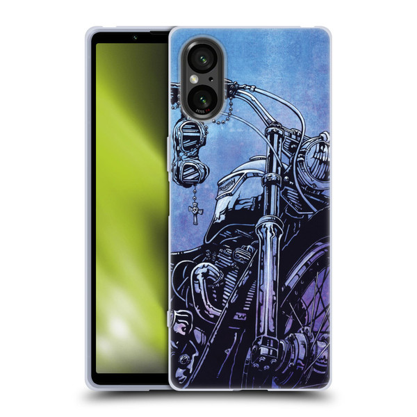 David Lozeau Skeleton Grunge Motorcycle Soft Gel Case for Sony Xperia 5 V 5G