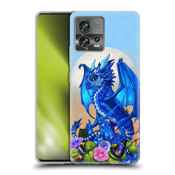 Stanley Morrison Art Blue Sapphire Dragon & Flowers Soft Gel Case for Motorola Moto Edge 30 Fusion