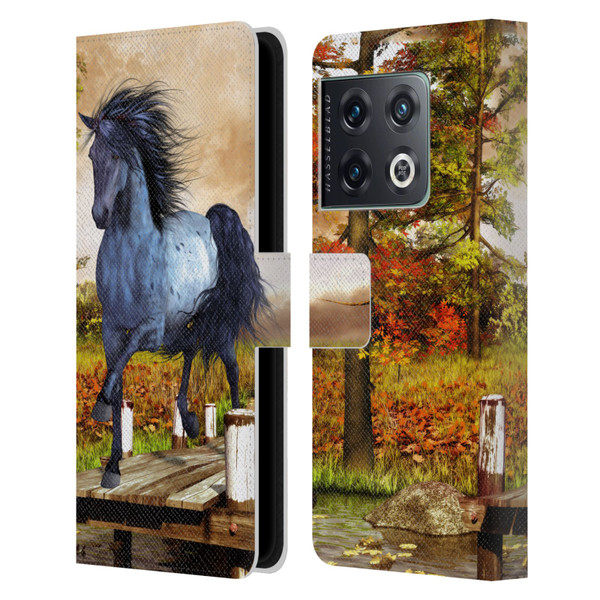Simone Gatterwe Horses On The Lake Leather Book Wallet Case Cover For OnePlus 10 Pro