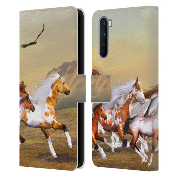 Simone Gatterwe Horses Wild Herd Leather Book Wallet Case Cover For OnePlus Nord 5G