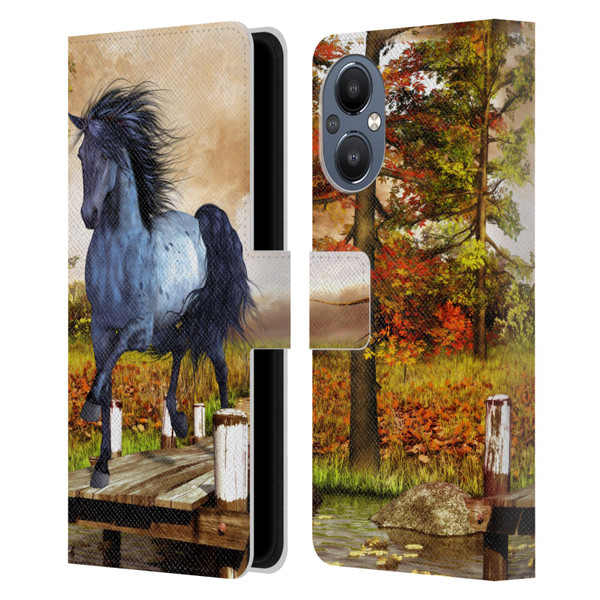 Simone Gatterwe Horses On The Lake Leather Book Wallet Case Cover For OnePlus Nord N20 5G