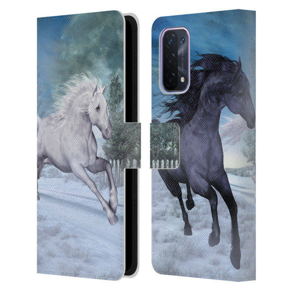Simone Gatterwe Horses Freedom In The Snow Leather Book Wallet Case Cover For OPPO A54 5G