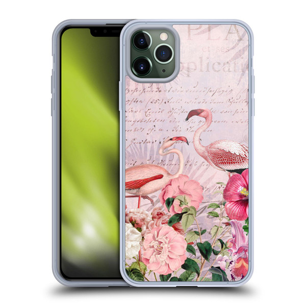 LebensArt Birds And Floral Flamingo Paradise Soft Gel Case for Apple iPhone 11 Pro Max