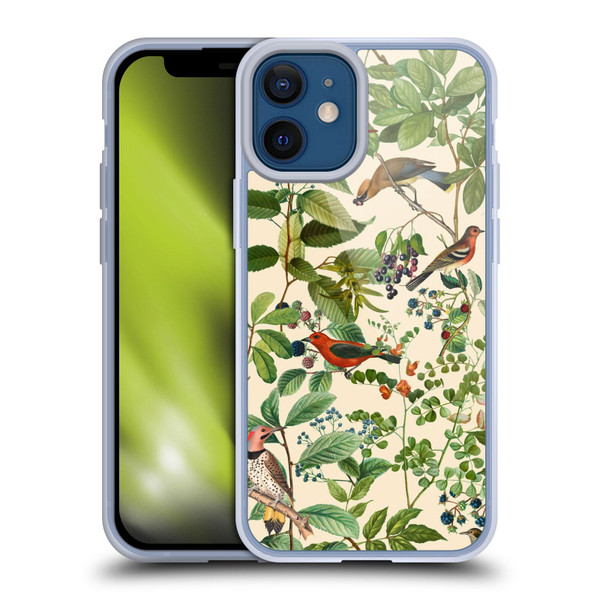 LebensArt Birds And Floral Berries Soft Gel Case for Apple iPhone 12 Mini