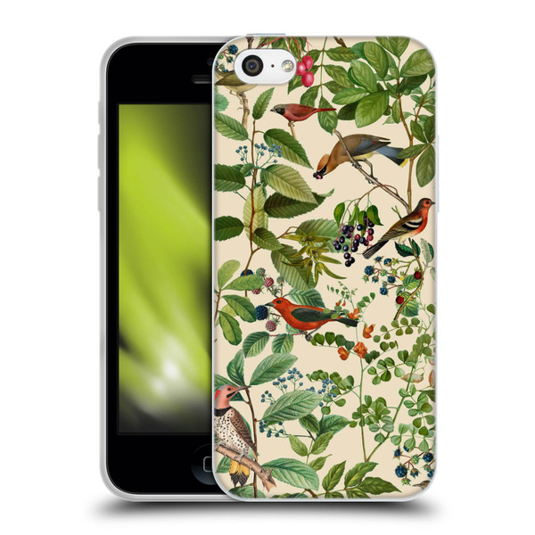 LebensArt Birds And Floral Berries Soft Gel Case for Apple iPhone 5c