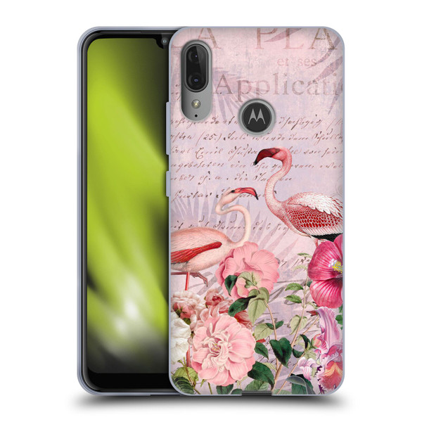 LebensArt Birds And Floral Flamingo Paradise Soft Gel Case for Motorola Moto E6 Plus