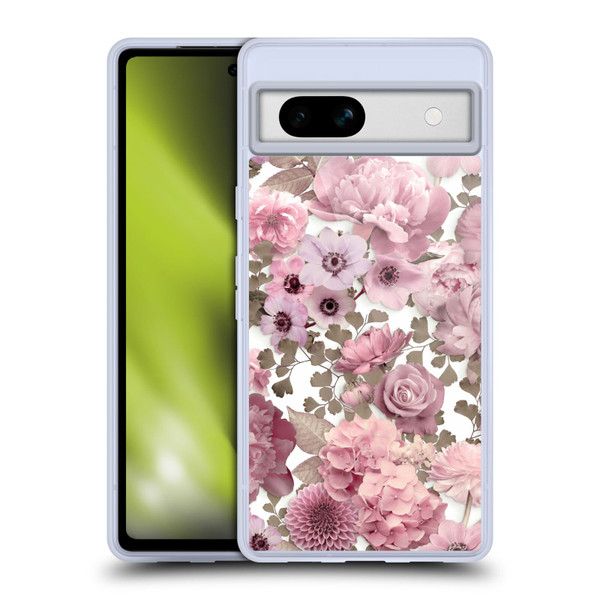 LebensArt Birds And Floral Pink Flower Pattern Kopie Soft Gel Case for Google Pixel 7a