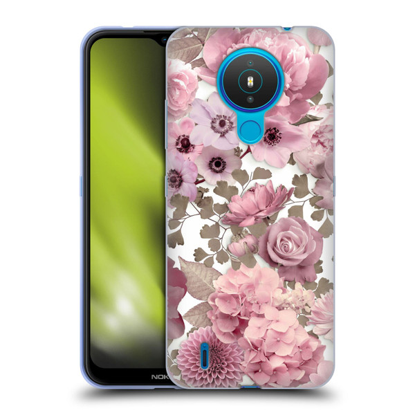 LebensArt Birds And Floral Pink Flower Pattern Kopie Soft Gel Case for Nokia 1.4
