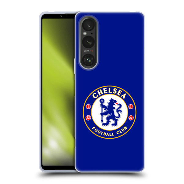 Chelsea Football Club Crest Plain Blue Soft Gel Case for Sony Xperia 1 V 5G