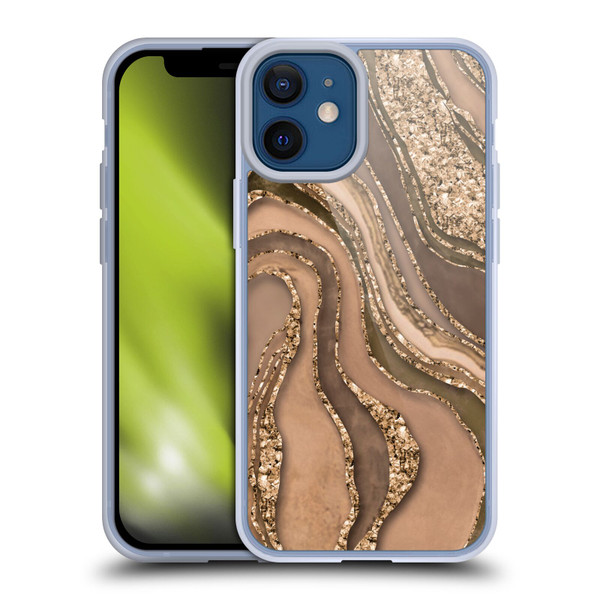 LebensArt Glamour Patterns Crystal Marble Amber Soft Gel Case for Apple iPhone 12 Mini